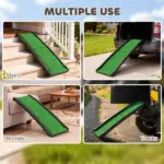 PawHut Folding Dog Ramp for Car, 61 Inches Portable Pet Ramp with Non Slip Grass Surface, Raised Side Rails - Image 6
