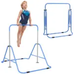 Folding Gymnastics Bar for Kids Ages 3-8, Gymnastics Bars for home, 34.8-50.6" Height, Bubble Gum Blue - Image 11