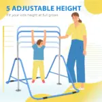 Folding Gymnastics Bar for Kids Ages 3-8, Gymnastics Bars for home, 34.8-50.6" Height, Bubble Gum Blue - Image 4