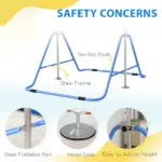 Folding Gymnastics Bar for Kids Ages 3-8, Gymnastics Bars for home, 34.8-50.6" Height, Bubble Gum Blue - Image 5