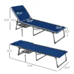 Folding Outdoor Chaise Lounge Chair Tanning Chair with 5-Level Adjustable Back, Side Table, Pillow, Pocket, Dark Blue - Image 3