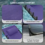 Folding Outdoor Chaise Lounge Chair Tanning Chair with 5-Level Adjustable Back, Side Table, Pillow, Pocket, Purple - Image 5