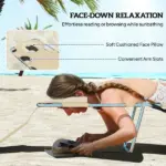 Outsunny Folding Outdoor Chaise Lounge Sun Tanning Chair with Face Cavity, Pillow, 5-level Adjustable for Beach, Pool, Beige - Image 5