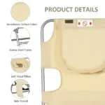 Outsunny Folding Outdoor Chaise Lounge Sun Tanning Chair with Face Cavity, Pillow, 5-level Adjustable for Beach, Pool, Beige - Image 6