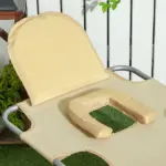 Outsunny Folding Outdoor Chaise Lounge Sun Tanning Chair with Face Cavity, Pillow, 5-level Adjustable for Beach, Pool, Beige - Image 8