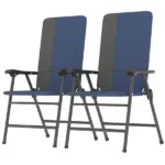 Outsunny Folding Patio Chairs Set of 2, Padded High Back Lawn Camping Chairs with Armrests, 600D Oxford Fabric, Dark Blue - Image 11