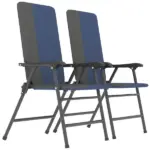 Outsunny Folding Patio Chairs Set of 2, Padded High Back Lawn Camping Chairs with Armrests, 600D Oxford Fabric, Dark Blue