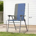 Outsunny Folding Patio Chairs Set of 2, Padded High Back Lawn Camping Chairs with Armrests, 600D Oxford Fabric, Dark Blue - Image 3