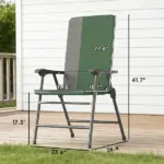 Folding Patio Chairs Set of 2, Padded High Back Lawn Camping Chairs with Armrests, 600D Oxford Fabric, Dark Green - Image 3
