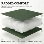 Folding Patio Chairs Set of 2, Padded High Back Lawn Camping Chairs with Armrests, 600D Oxford Fabric, Dark Green - Image 4