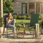 Folding Patio Chairs Set of 2, Padded High Back Lawn Camping Chairs with Armrests, 600D Oxford Fabric, Dark Green - Image 9