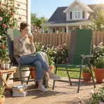 Folding Patio Chairs Set of 2, Padded High Back Lawn Camping Chairs with Armrests, 600D Oxford Fabric, Dark Green - Image 10