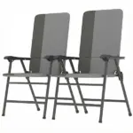 Outsunny Folding Patio Chairs Set of 2, Padded High Back Lawn Camping Chairs with Armrests, 600D Oxford Fabric, Light Gray - Image 11
