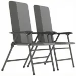 Outsunny Folding Patio Chairs Set of 2, Padded High Back Lawn Camping Chairs with Armrests, 600D Oxford Fabric, Light Gray