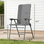 Outsunny Folding Patio Chairs Set of 2, Padded High Back Lawn Camping Chairs with Armrests, 600D Oxford Fabric, Light Gray - Image 3