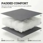 Outsunny Folding Patio Chairs Set of 2, Padded High Back Lawn Camping Chairs with Armrests, 600D Oxford Fabric, Light Gray - Image 4
