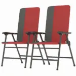 Folding Patio Chairs Set of 2, Padded High Back Lawn Camping Chairs with Armrests, 600D Oxford Fabric, Red - Image 11