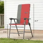 Folding Patio Chairs Set of 2, Padded High Back Lawn Camping Chairs with Armrests, 600D Oxford Fabric, Red - Image 3