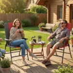 Folding Patio Chairs Set of 2, Padded High Back Lawn Camping Chairs with Armrests, 600D Oxford Fabric, Red - Image 8