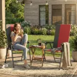 Folding Patio Chairs Set of 2, Padded High Back Lawn Camping Chairs with Armrests, 600D Oxford Fabric, Red - Image 9