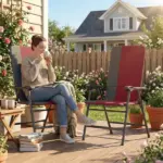 Folding Patio Chairs Set of 2, Padded High Back Lawn Camping Chairs with Armrests, 600D Oxford Fabric, Red - Image 10