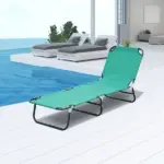 Outsunny Folding Patio Lounger Chair, Green, 5-Level Adjustable Back, Breathable, Sun Recliner, for Camping, Beach, Pool - Image 2