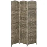 HOMCOM Folding Room Divider Screen 3 Panel 6' Tall Privacy Screen Freestanding Wood Partition for Home Office, Dark Rustic Oak - Image 11
