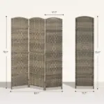 HOMCOM Folding Room Divider Screen 3 Panel 6' Tall Privacy Screen Freestanding Wood Partition for Home Office, Dark Rustic Oak - Image 3