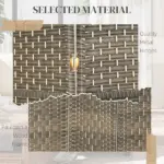 HOMCOM Folding Room Divider Screen 3 Panel 6' Tall Privacy Screen Freestanding Wood Partition for Home Office, Dark Rustic Oak - Image 6