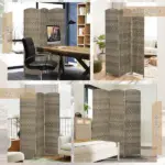 HOMCOM Folding Room Divider Screen 3 Panel 6' Tall Privacy Screen Freestanding Wood Partition for Home Office, Dark Rustic Oak - Image 7