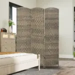HOMCOM Folding Room Divider Screen 3 Panel 6' Tall Privacy Screen Freestanding Wood Partition for Home Office, Dark Rustic Oak - Image 8