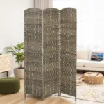 HOMCOM Folding Room Divider Screen 3 Panel 6' Tall Privacy Screen Freestanding Wood Partition for Home Office, Dark Rustic Oak - Image 10