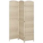 HOMCOM Folding Room Divider Screen 3 Panel 6' Tall Privacy Screen Freestanding Wood Partition for Home Office, Washed Oak - Image 11