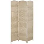 HOMCOM Folding Room Divider Screen 3 Panel 6' Tall Privacy Screen Freestanding Wood Partition for Home Office, Washed Oak