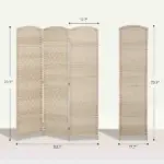 HOMCOM Folding Room Divider Screen 3 Panel 6' Tall Privacy Screen Freestanding Wood Partition for Home Office, Washed Oak - Image 3