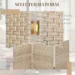 HOMCOM Folding Room Divider Screen 3 Panel 6' Tall Privacy Screen Freestanding Wood Partition for Home Office, Washed Oak - Image 6