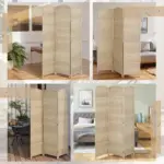 HOMCOM Folding Room Divider Screen 3 Panel 6' Tall Privacy Screen Freestanding Wood Partition for Home Office, Washed Oak - Image 7