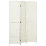 Folding Room Divider Screen 3 Panel 6' Tall Privacy Screen Freestanding Wood Partition for Home Office, White - Image 11