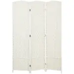 Folding Room Divider Screen 3 Panel 6' Tall Privacy Screen Freestanding Wood Partition for Home Office, White