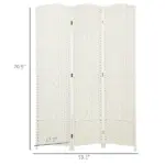 Folding Room Divider Screen 3 Panel 6' Tall Privacy Screen Freestanding Wood Partition for Home Office, White - Image 3