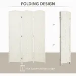 Folding Room Divider Screen 3 Panel 6' Tall Privacy Screen Freestanding Wood Partition for Home Office, White - Image 4