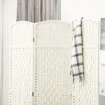 Folding Room Divider Screen 3 Panel 6' Tall Privacy Screen Freestanding Wood Partition for Home Office, White - Image 7