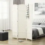 Folding Room Divider Screen 3 Panel 6' Tall Privacy Screen Freestanding Wood Partition for Home Office, White - Image 10