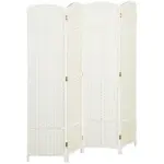 Folding Room Divider Screen 4 Panel 5.6 ' Tall Privacy Screen Freestanding Room Partition for Home Office, White - Image 11