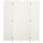 Folding Room Divider Screen 4 Panel 5.6 ' Tall Privacy Screen Freestanding Room Partition for Home Office, White