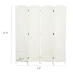 Folding Room Divider Screen 4 Panel 5.6 ' Tall Privacy Screen Freestanding Room Partition for Home Office, White - Image 3