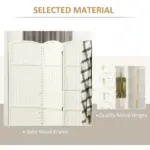 Folding Room Divider Screen 4 Panel 5.6 ' Tall Privacy Screen Freestanding Room Partition for Home Office, White - Image 6