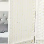 Folding Room Divider Screen 4 Panel 5.6 ' Tall Privacy Screen Freestanding Room Partition for Home Office, White - Image 8