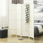 Folding Room Divider Screen 4 Panel 5.6 ' Tall Privacy Screen Freestanding Room Partition for Home Office, White - Image 10