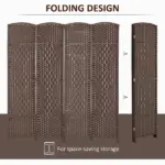 Folding Room Divider Screen 4 Panel 6' Tall Privacy Screen Freestanding Wood Partition for Home Office, Brown - Image 4
